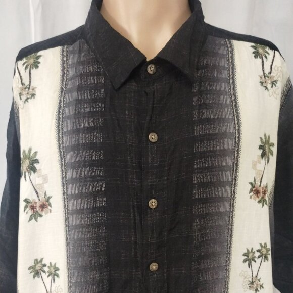 Batik Bay Men's Black Hawaiian Shirt/Button Up Sz3XB SKU3907 - Picture 3 of 9